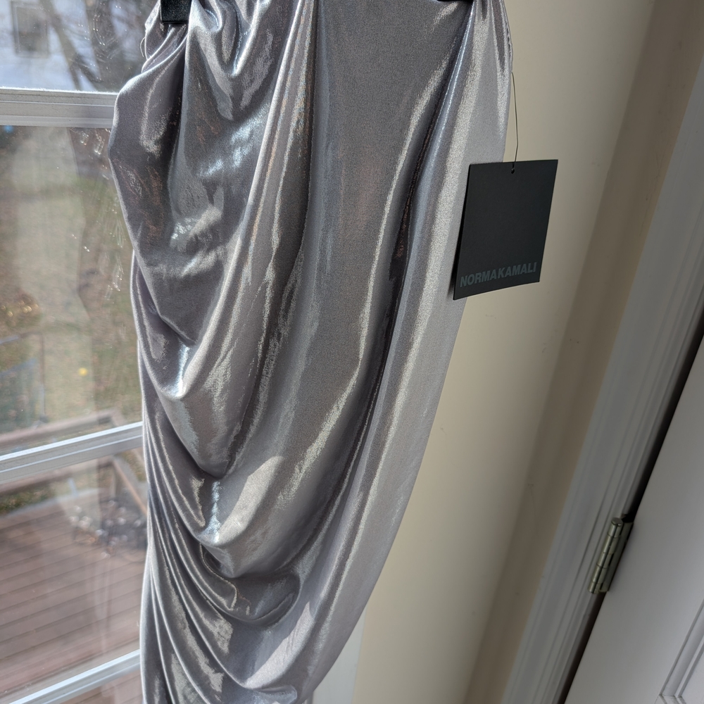 Norma Kamali Silver Metallic Skirt